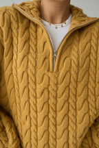 Merrick Chunky Cable-Knit Half-Zip Sweater – Orange