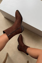 Arielle Short Western Boots – Black Croc