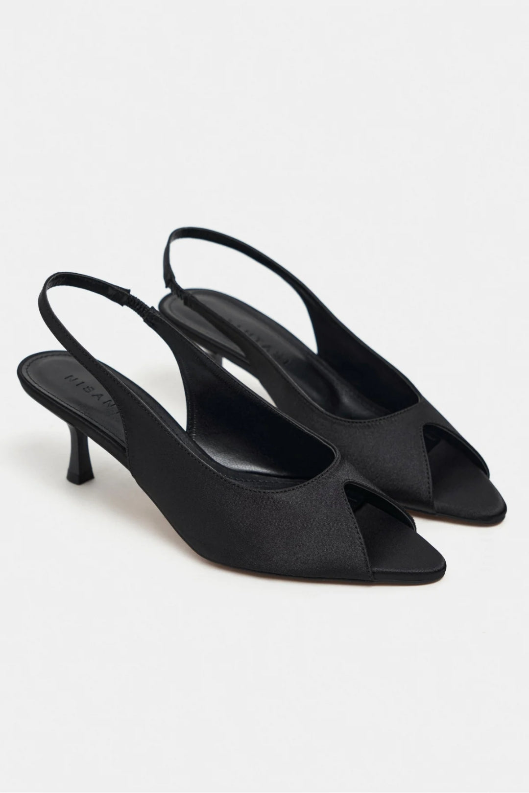 Aurelia Satin Peep-Toe Slingback Kitten Heels – Pearl Satin