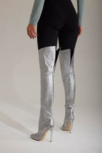 Zavielle Over-the-Knee Stiletto Boots – Metallic Silver