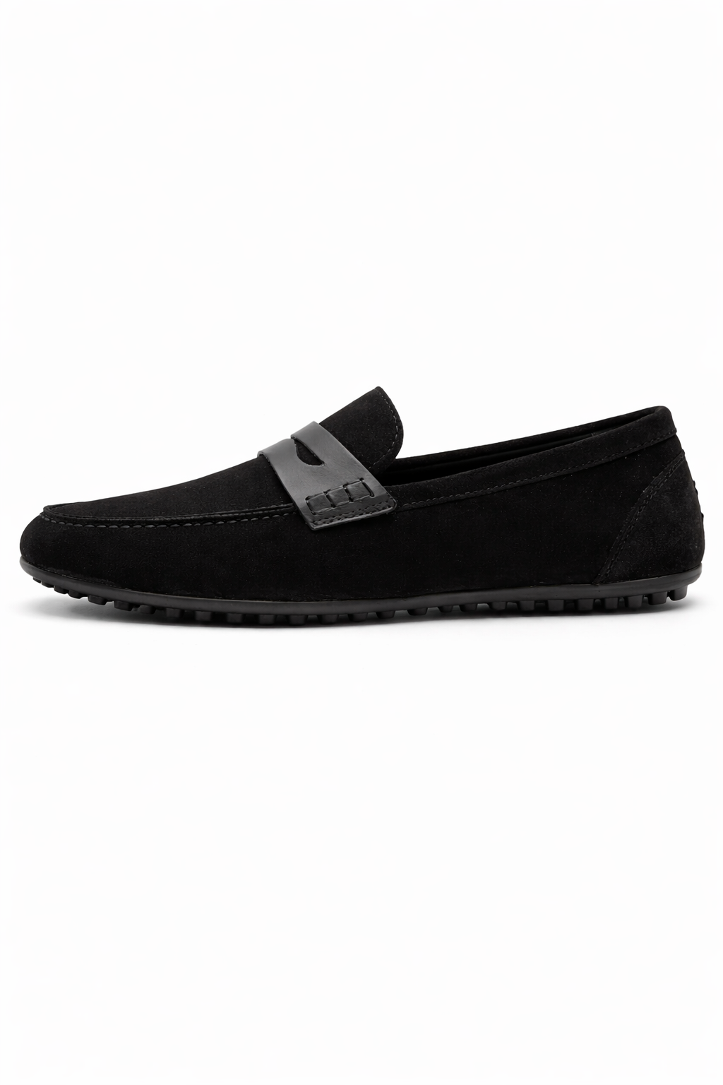 Black Genuine Suede Ultra Flexible Rubber Sole Loafer