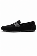 Black Genuine Suede Ultra Flexible Rubber Sole Loafer