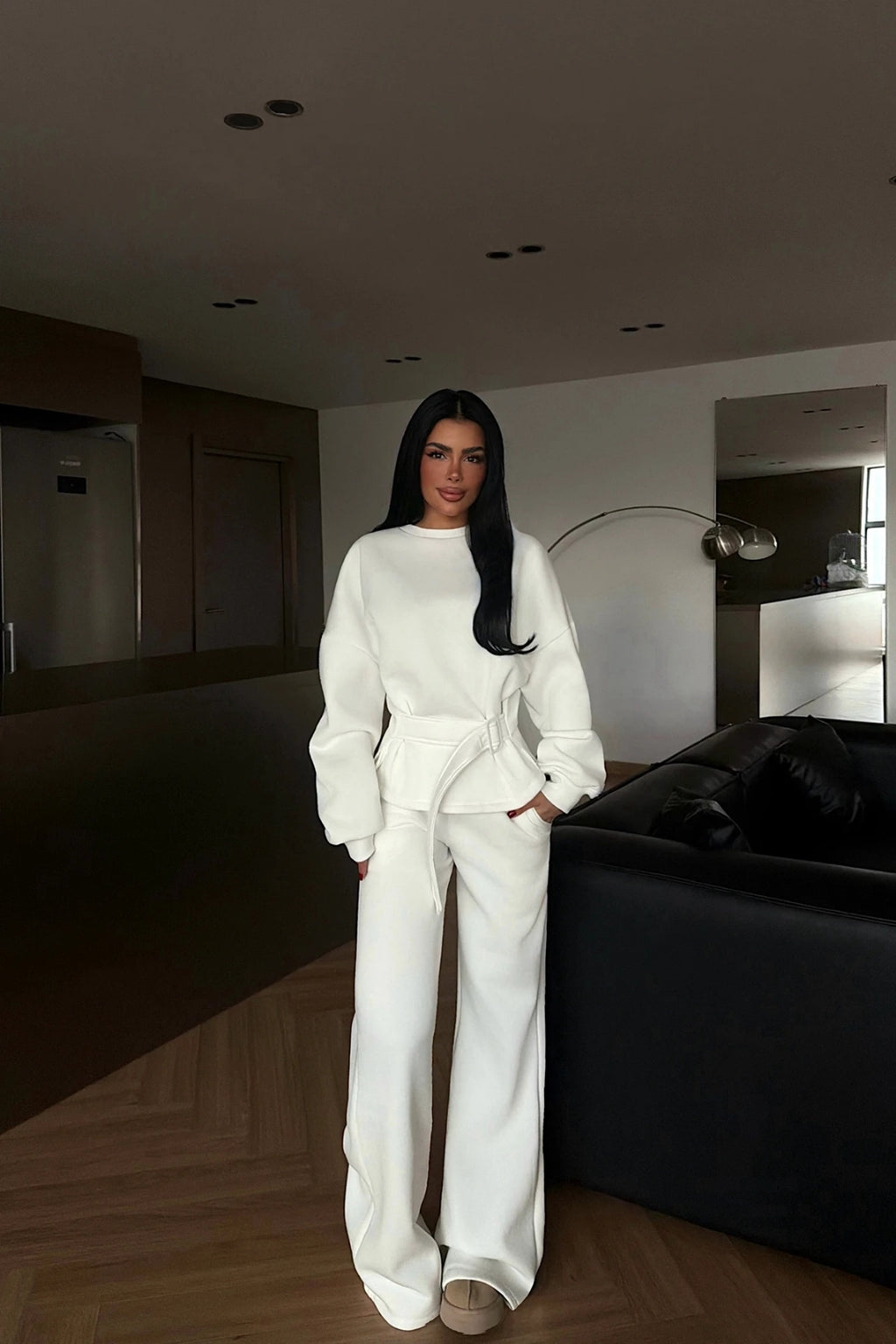 Veylora Sculpted Waist Wide-Leg Lounge Set