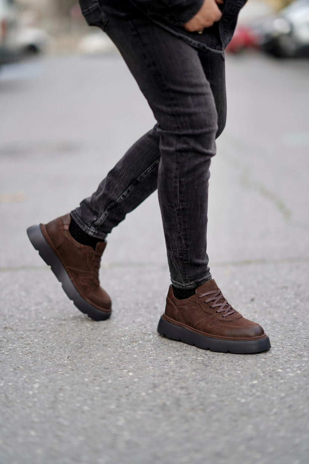 Moreno Kahverengi %100 Hakiki Nubuk Deri 4 CM Eva Taban Sneaker