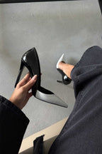 Charlotte Monochrome Pointed-Toe Stiletto Pumps – Black & White | 12 CM Heel