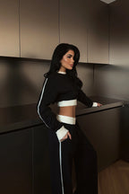 Clause Contrast Trim Fleece Tracksuit Set – Brown
