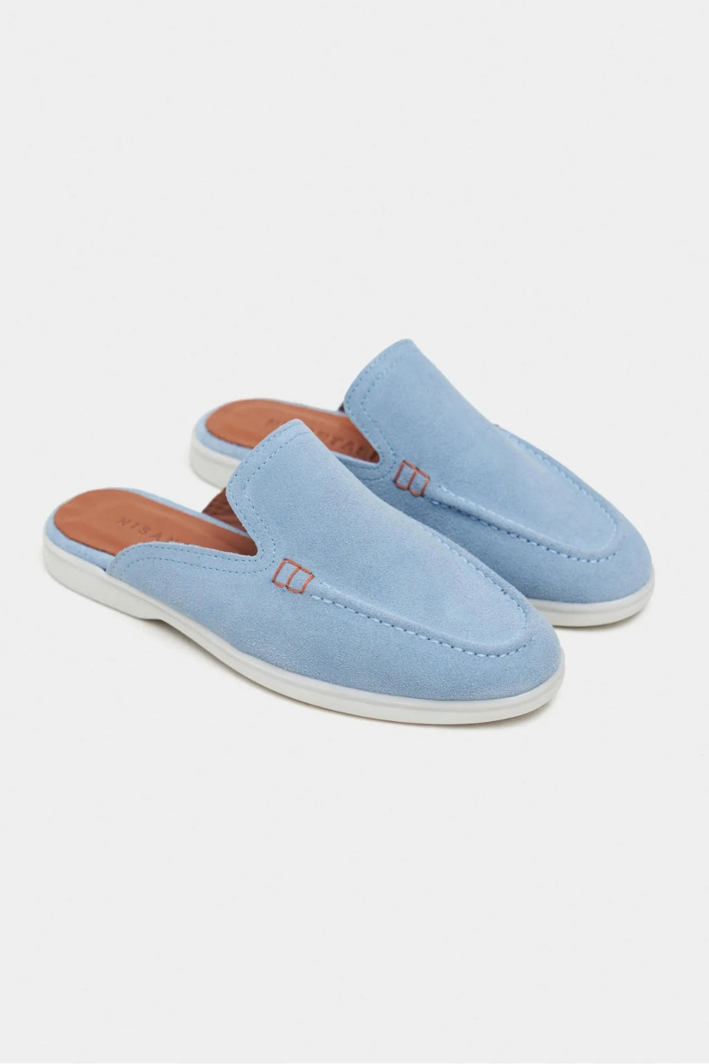Sorrento – Handcrafted Genuine Suede Leather Mule Loafers – Navy Suede