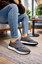 Gri %100 Hakiki Deri Ultra Hafif Eva Taban Sneaker