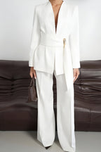 Monaco Lumière Signature Look – Premium White Tailored Suit & Sity Genuine Leather Gold Stiletto Bundle