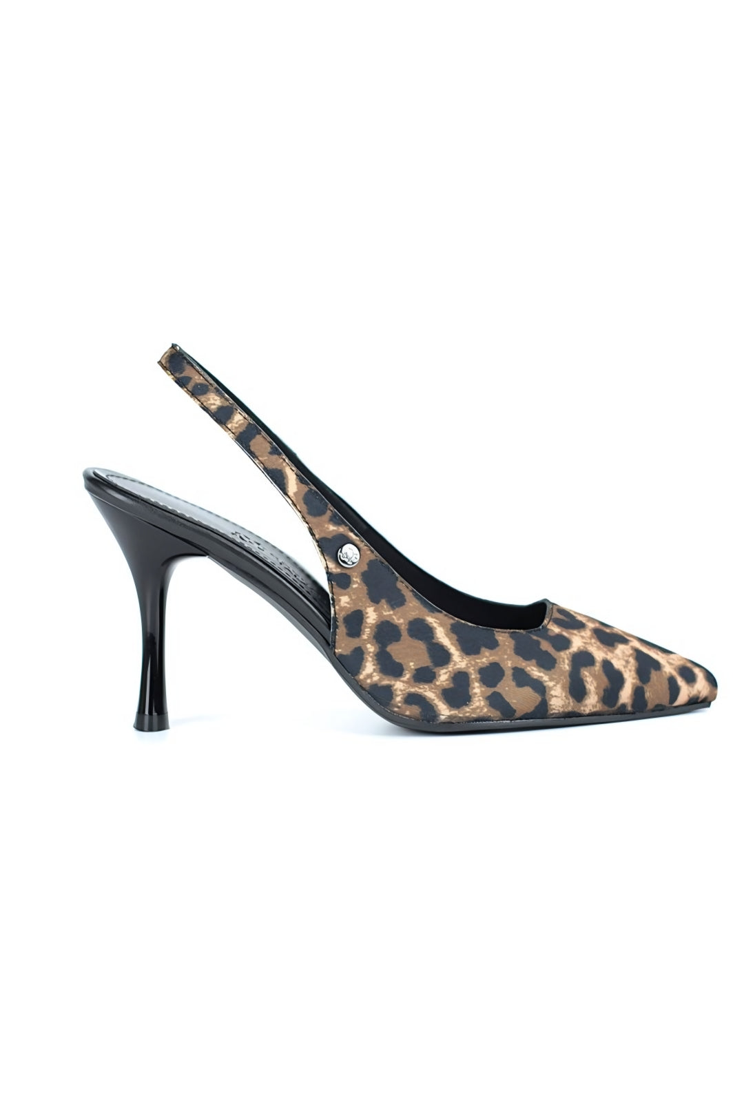 Lavender Esnek Yumuşak Kaymaz Taban (8 cm) Açık Lastikli Slingback Kadın Topuklu Ayakkabı – Leopar