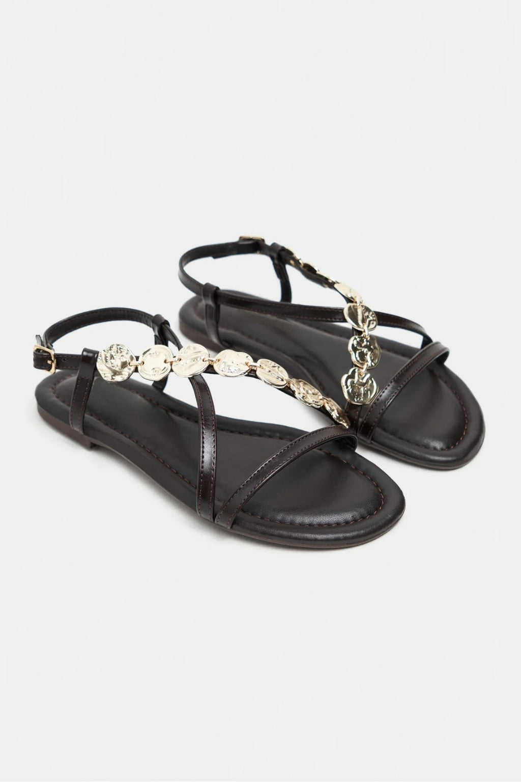 Amalfi Gold Medallion Flat Sandals – Beige
