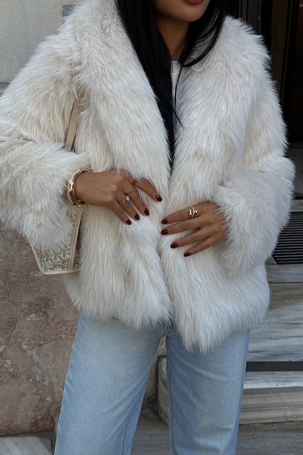 Rufina Luxe Faux Fur Jacket – Cream