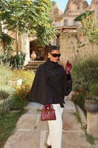 Calviera Water-Resistant Cape-Sleeve Jacket – Cream