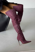 Zavielle Over-the-Knee Stiletto Boots – Metallic Silver