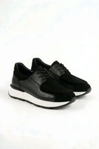 Siyah %100 Hakiki Deri Ultra Hafif Eva Taban Sneaker