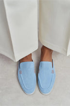 Sorrento – Handcrafted Genuine Suede Leather Mule Loafers – Navy Suede