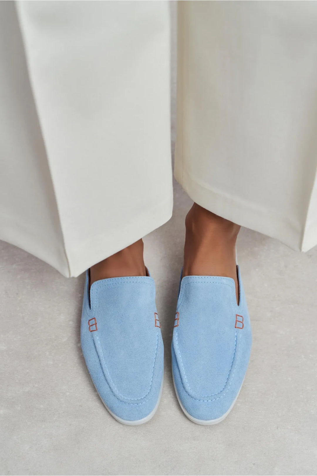 Sorrento – Handcrafted Genuine Suede Leather Mule Loafers – Navy Suede