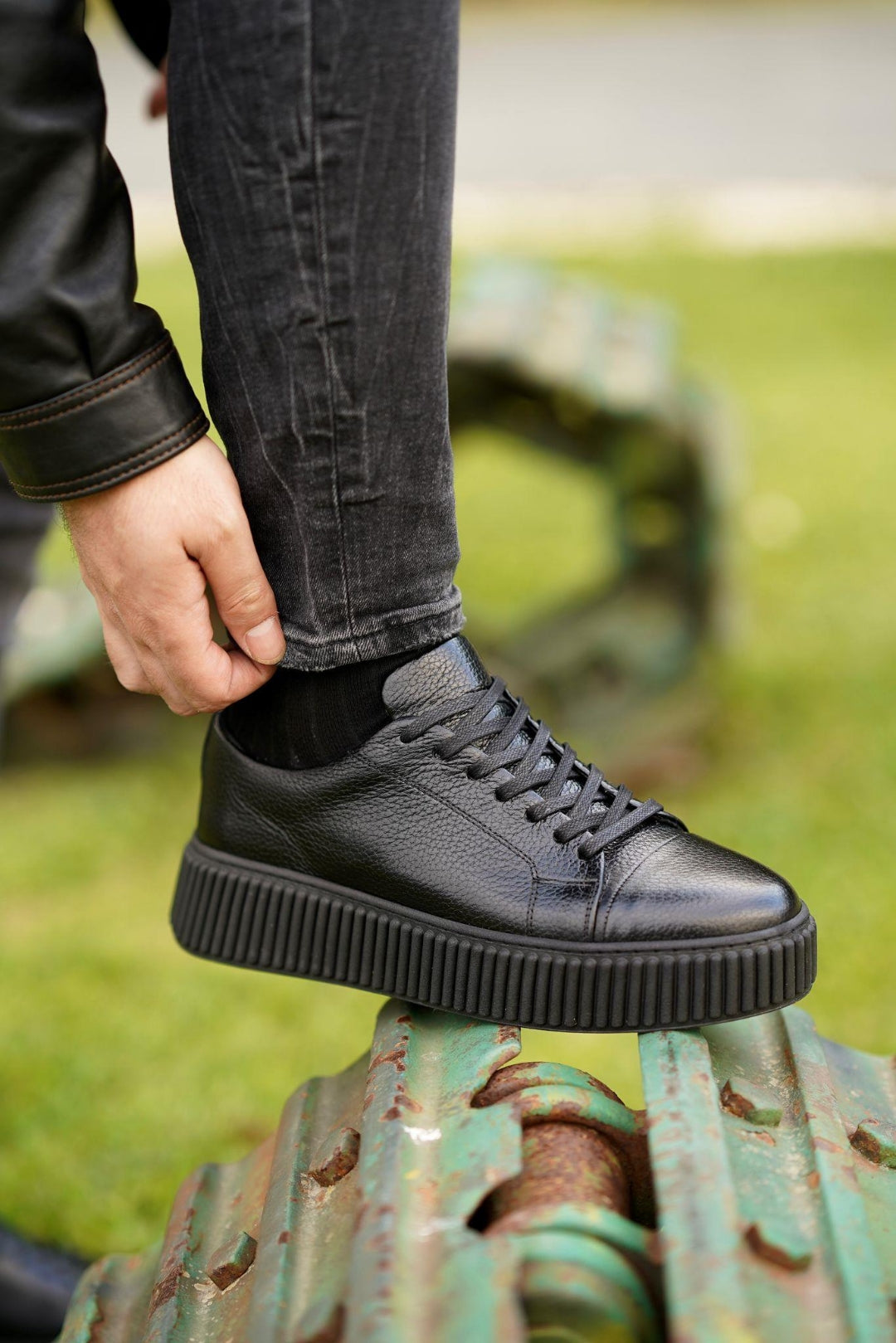 Esteban Siyah %100 Hakiki Deri 4 CM Light Termo Taban Sneaker