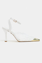 Celestia Royale Lace Couture Ankle Strap Heels – Burgundy