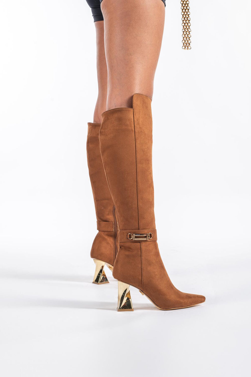 Norevia Buckle-Detail Knee-High Boots – Brown