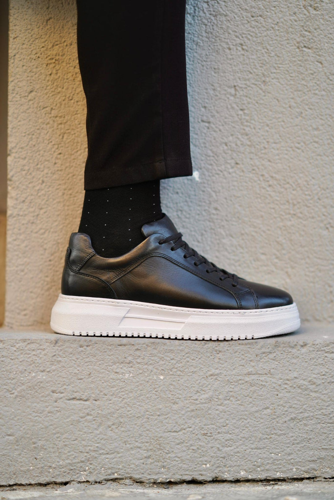 Armin Black 100% Genuine Leather Pool Eva Sole Sneakers
