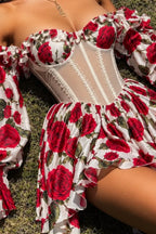 Odette Rose Corset Ruffle Mini Dress
