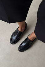 Black Oval Toe Elegant Women's Ballet Flats