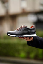 Coffee-Black Genuine Leather Lightweight Thermo Sole Sneaker