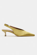 WILSON Satin Slingback Kitten Heel – Turquoise