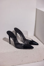 Verona Transparent Pointed-Toe Stiletto Mules – 10 cm Heel