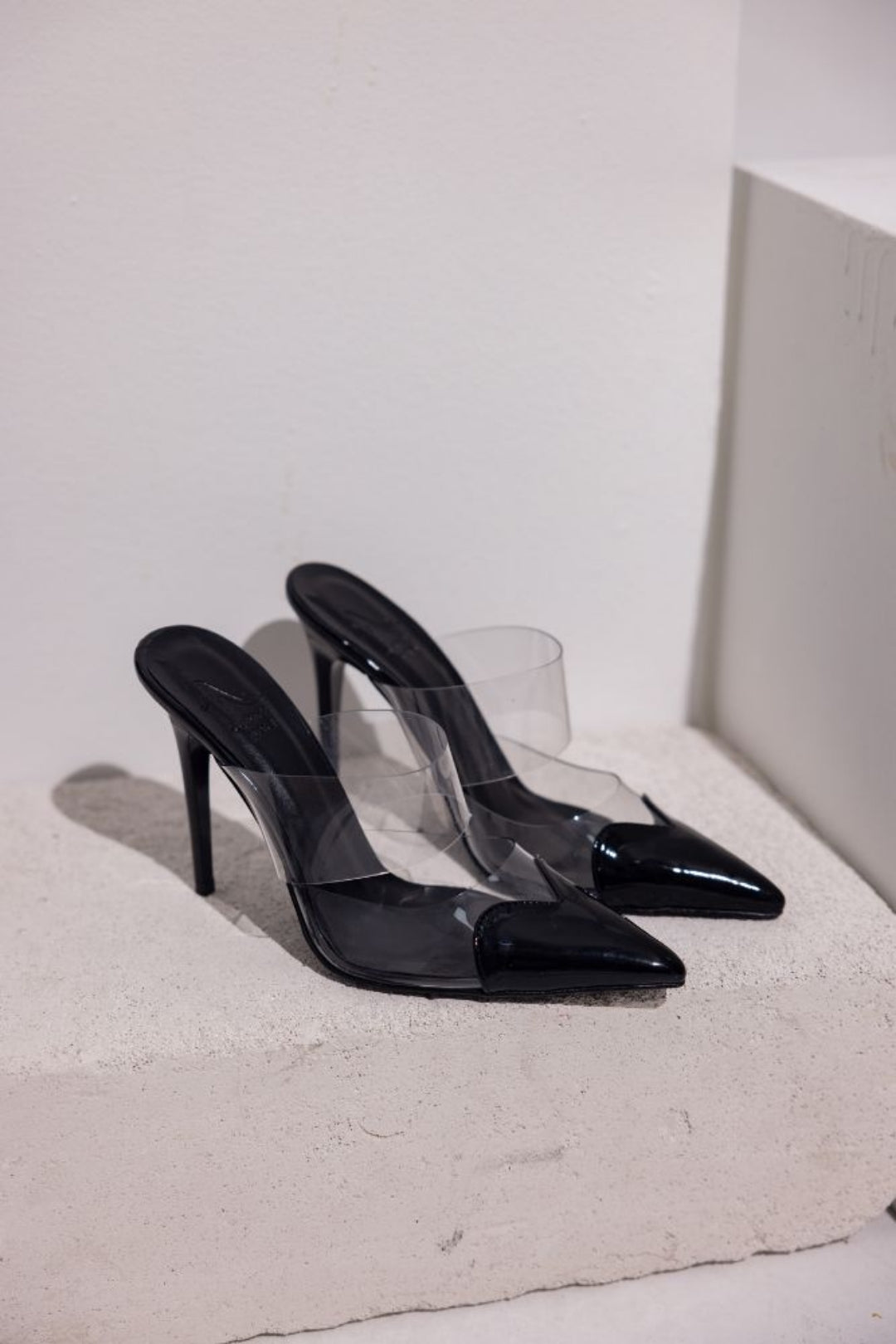 Verona Transparent Pointed-Toe Stiletto Mules – 10 cm Heel