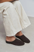 Liguria – Handmade Genuine Leather Flat Slide Sandals — Bitter Brown