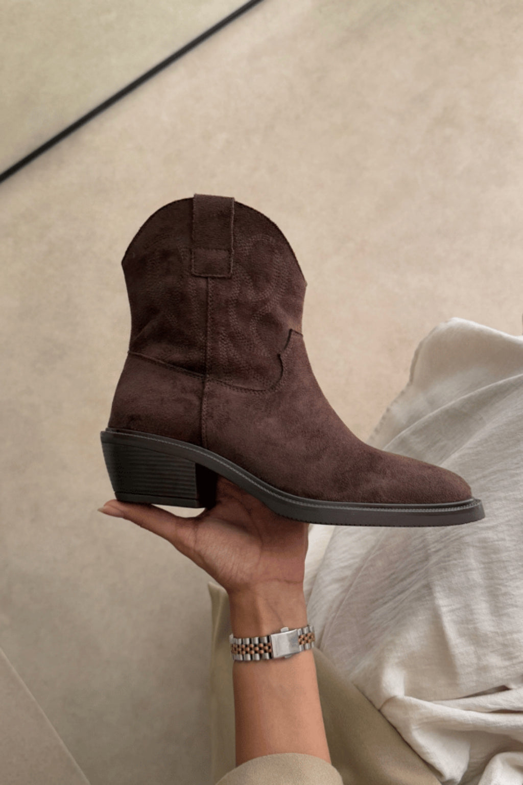 Clara Western Boots – Black Suede