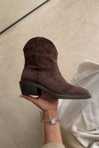 Clara Western Boots – Black Suede