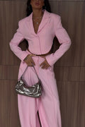 Corinne Open-Back Blazer Pants Set – Pink