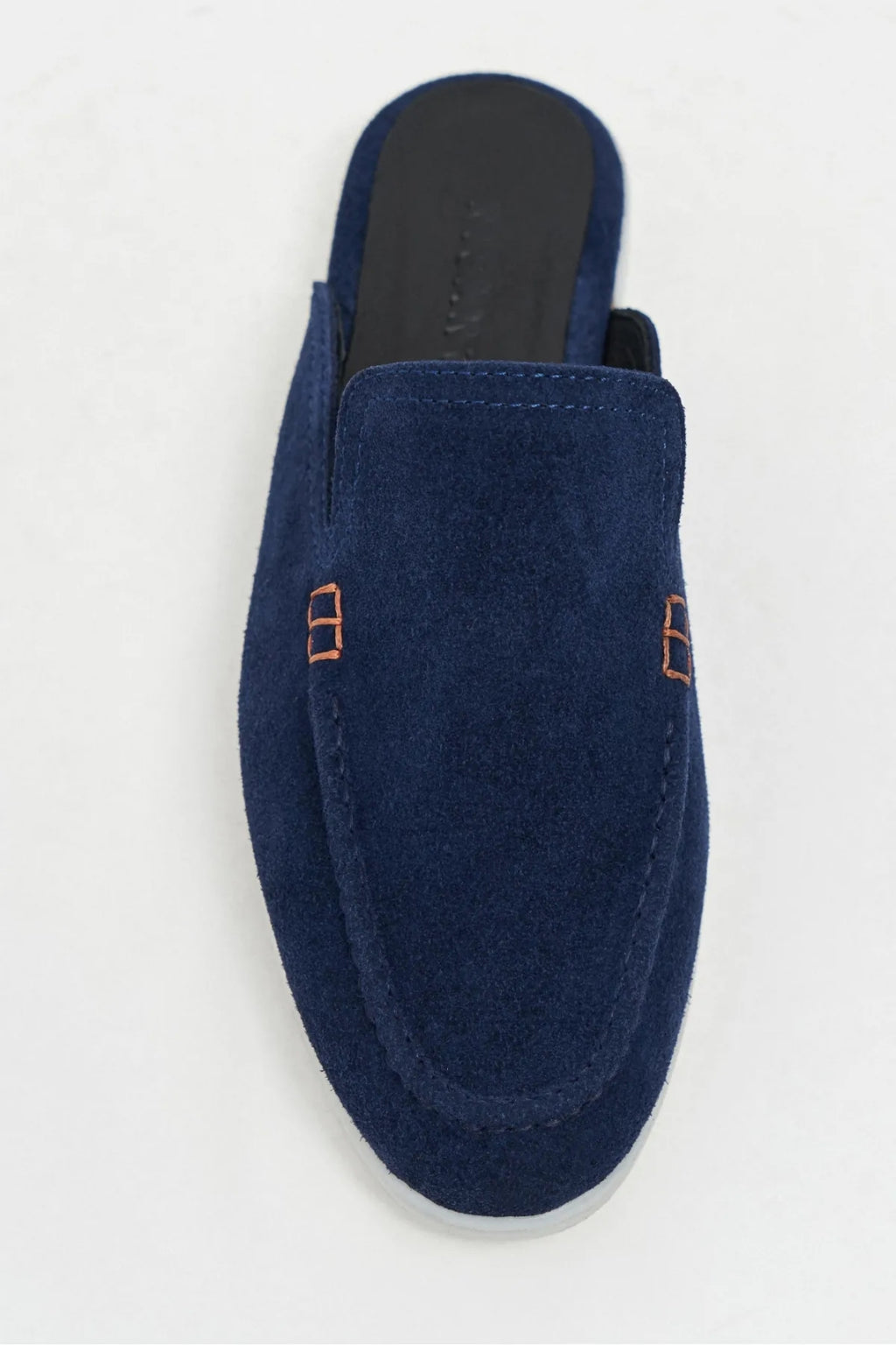 Sorrento – Handcrafted Genuine Suede Leather Mule Loafers – Navy Suede