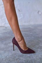 Sity Hakiki Süet Bordo Stiletto (10 CM)