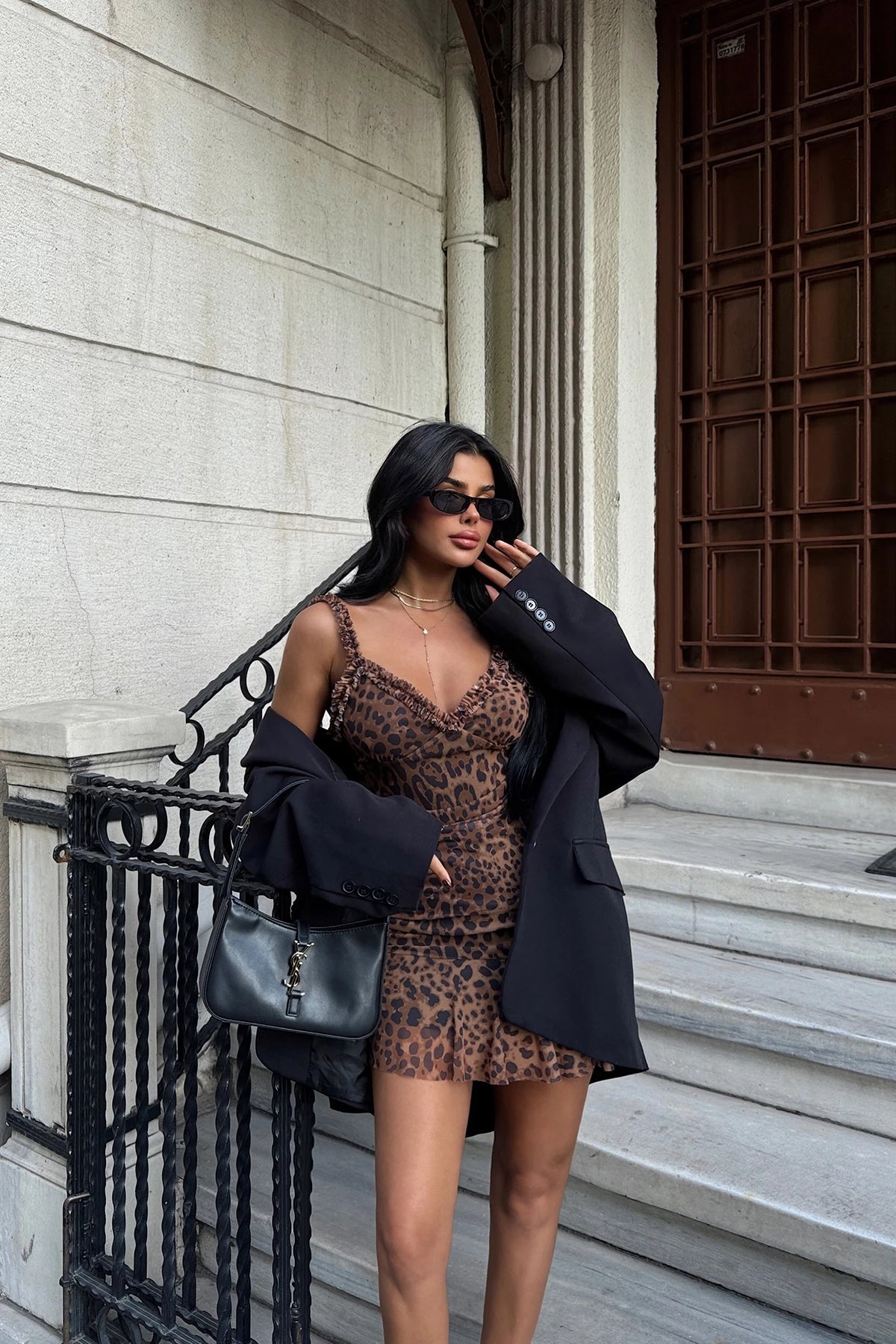 Mia Leopard Patterned Mini Tulle Dress