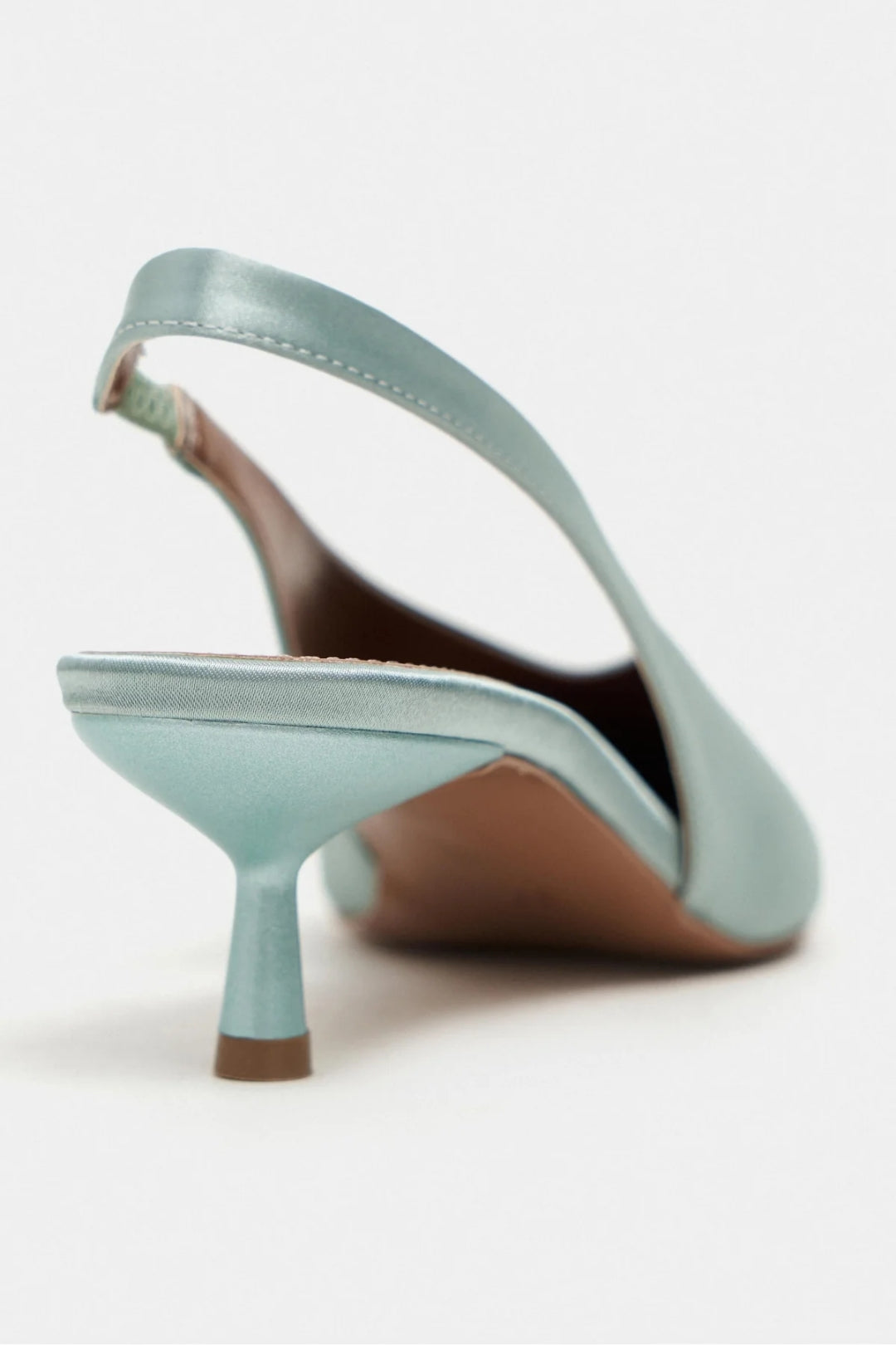 WILSON Satin Slingback Kitten Heel – Turquoise